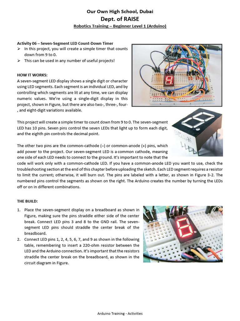 Arduino Activity 06 - Seven-Segment LED Count-Down Timer | PDF ...