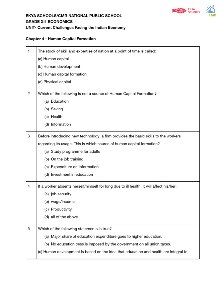 Human Capital Formation in India | PDF | Cost Of Living | Human Capital