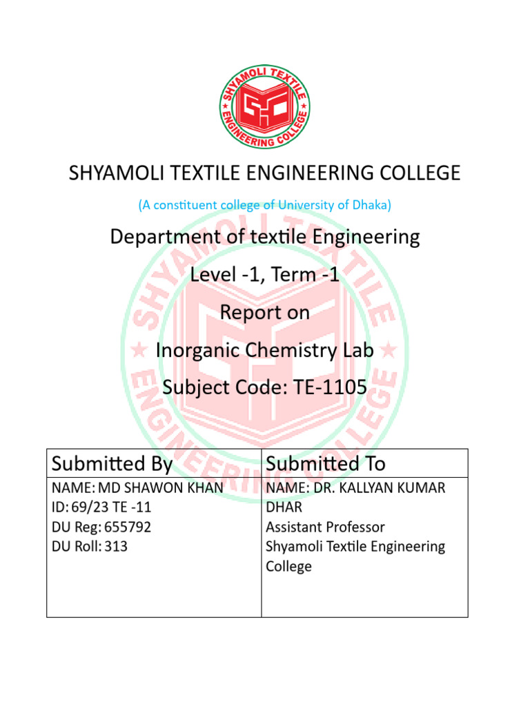 Shyamoli Textile Engineering Lab Reports | PDF