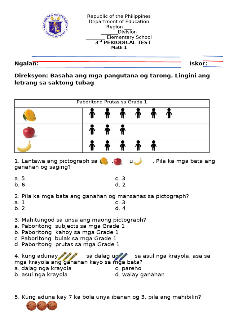 Q3 MATH1 - Bisaya | PDF