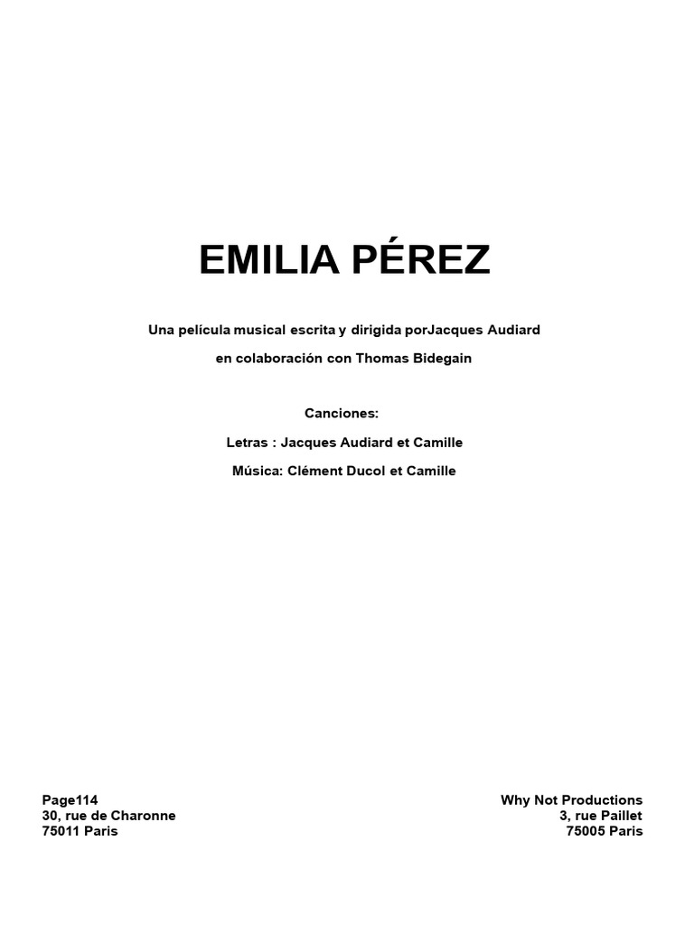 EMILIA PEREZ Final Script Spanish Version PDF