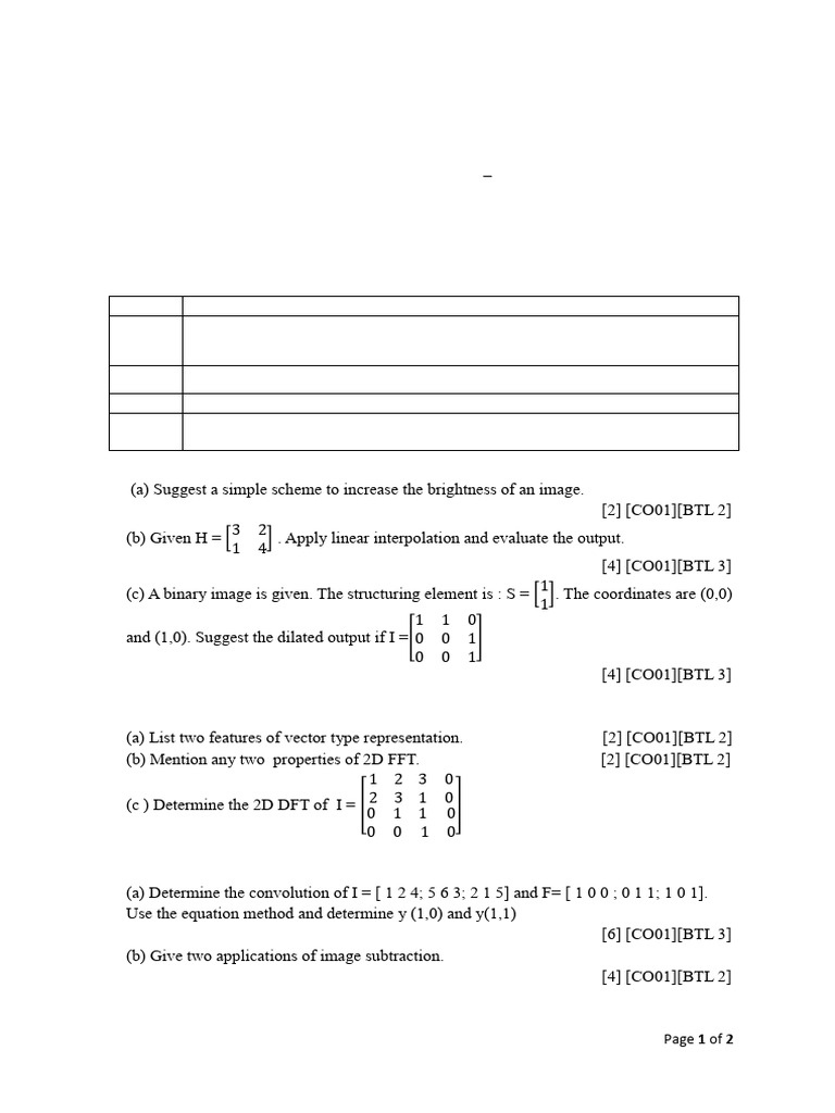 B.Tech Digital Image Processing Exam 2024 | PDF | Discrete Fourier ...