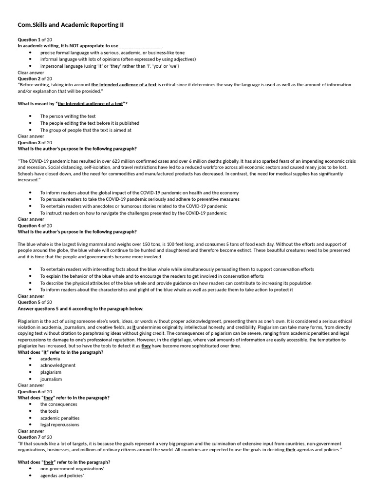 Com - Skills and Academic Reporting II | PDF | Plagiarism | Millennium ...