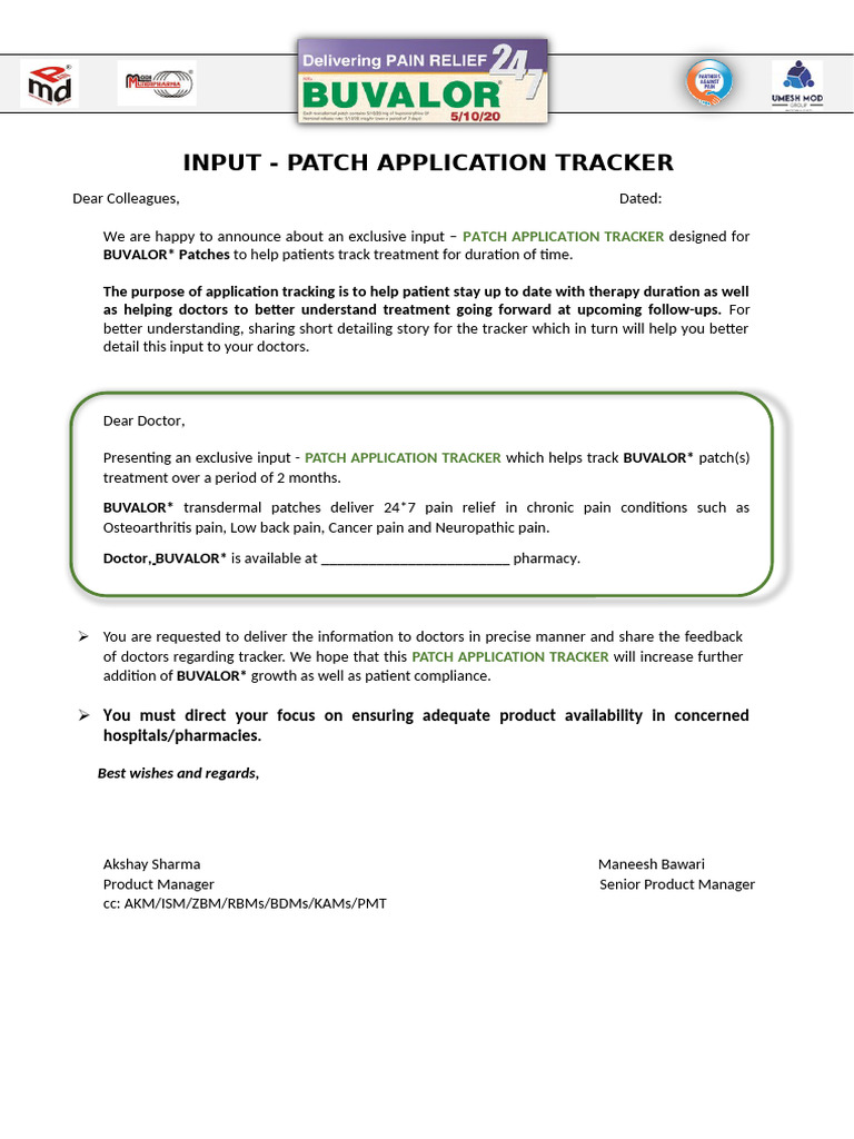 BUVALOR Patch Application Tracker Guide | PDF