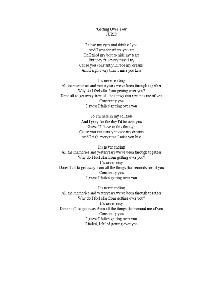Getting Over You Bby Juris | PDF