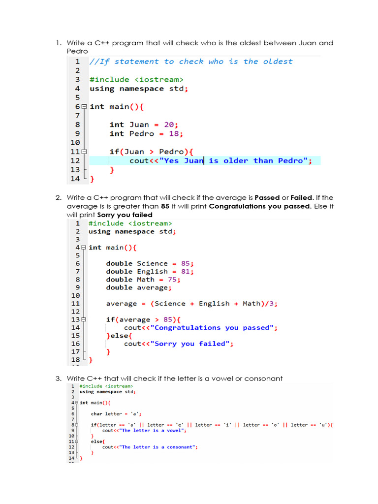 C++ Programming Exercises for Beginners | PDF