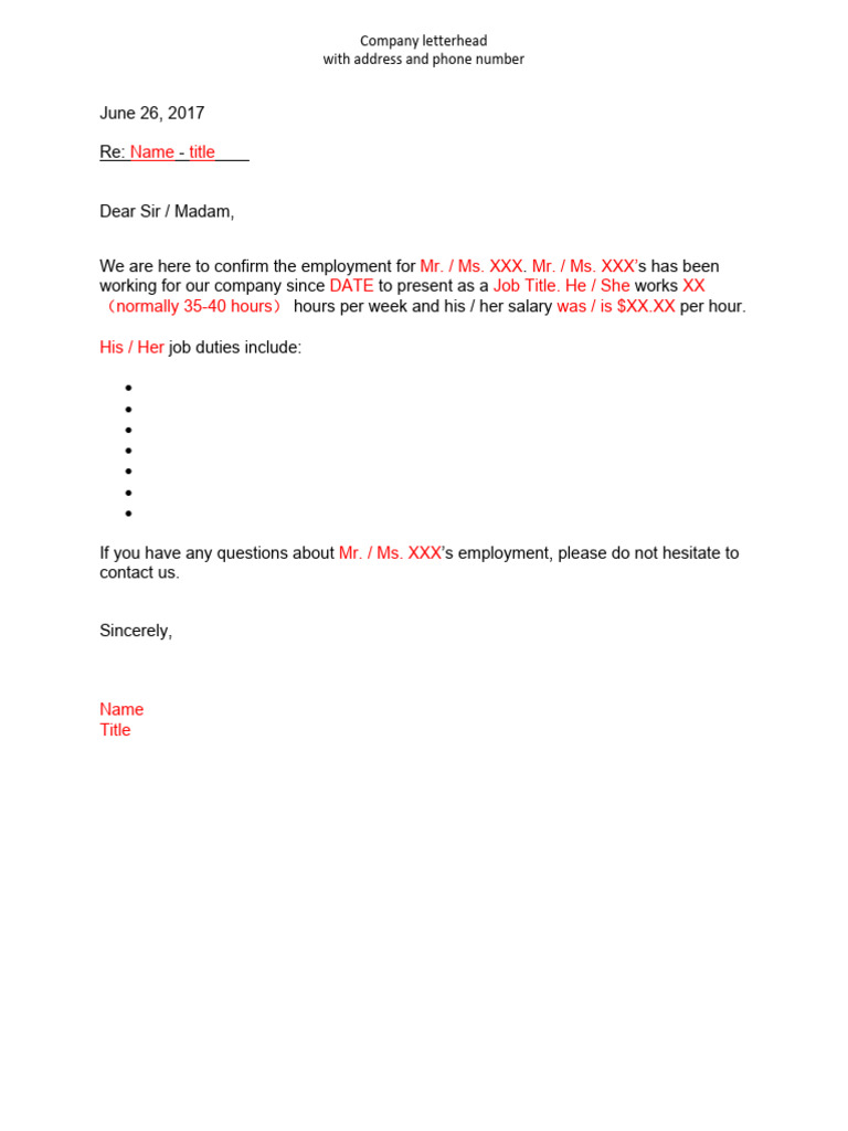 Employment Reference Letter Sample | PDF