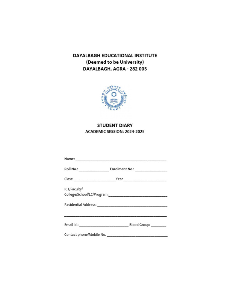 Final Sttudent Diary 2024-25 | PDF | Academic Term