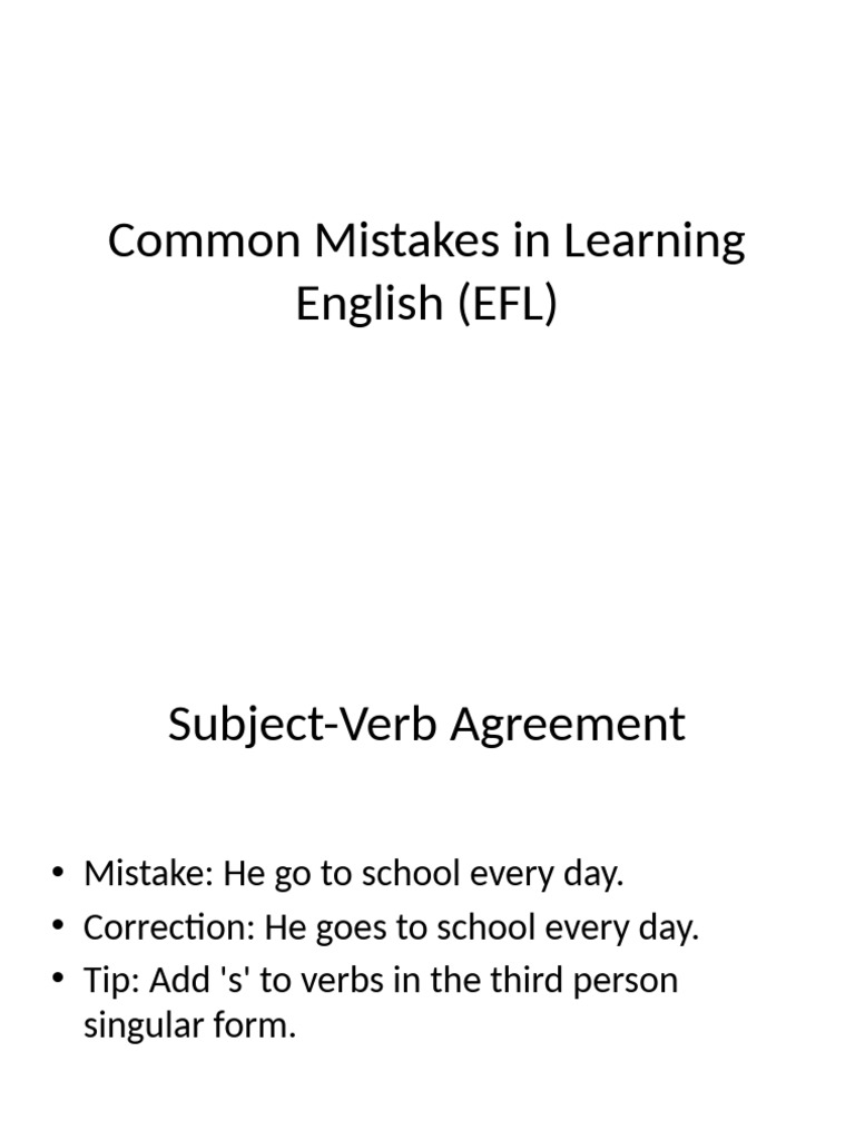 Common EFL Mistakes and Corrections | PDF
