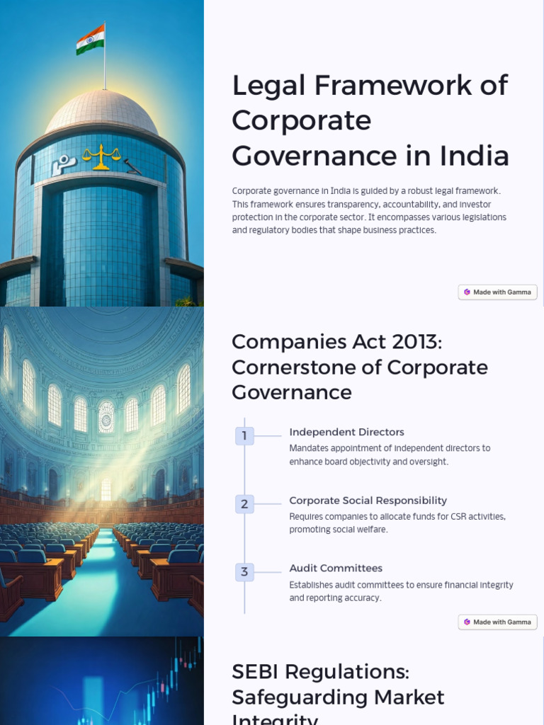 Legal Framework of Corporate Governance in India | PDF | Corporate ...