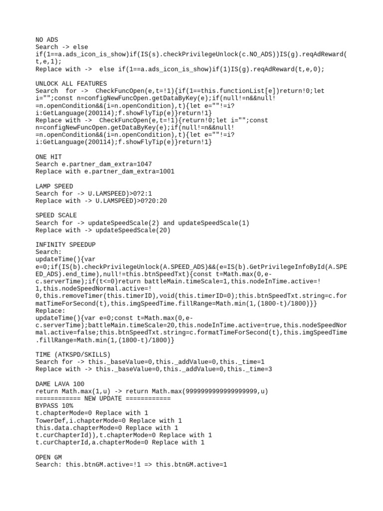 Code Modifications for Game Features | PDF