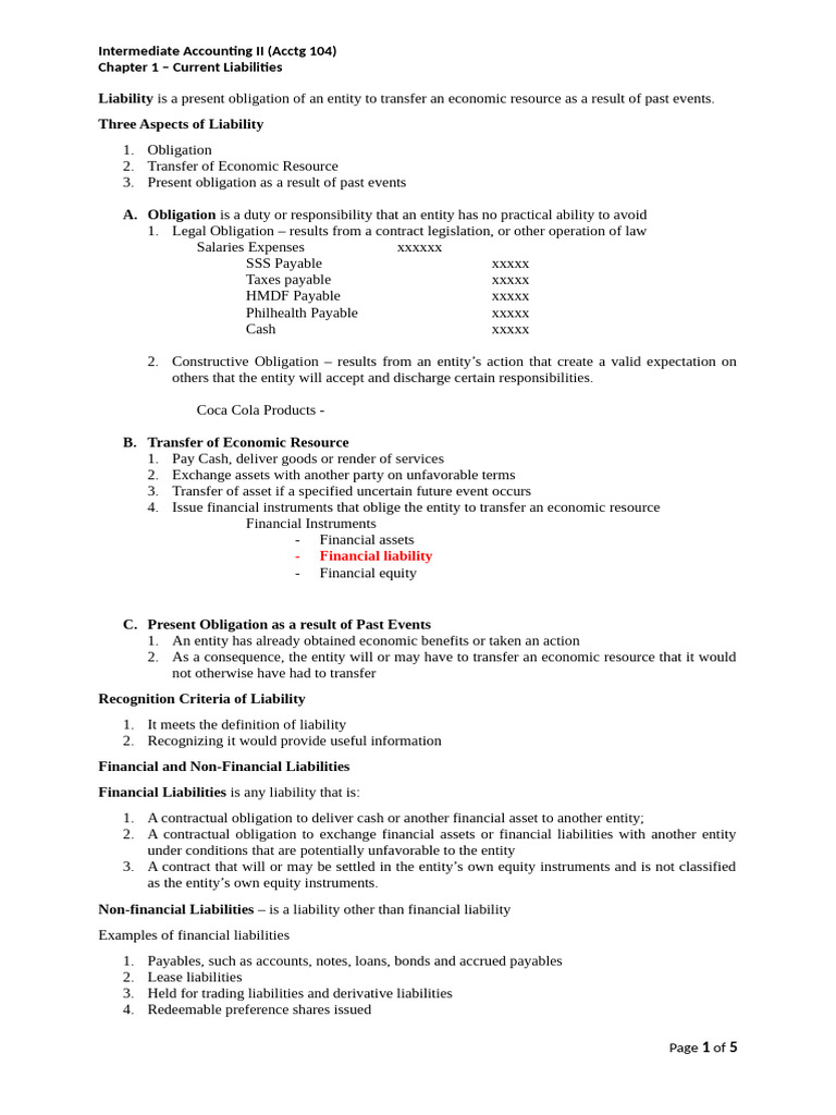 Accounting Liabilities Guide | PDF | Liability (Financial Accounting ...
