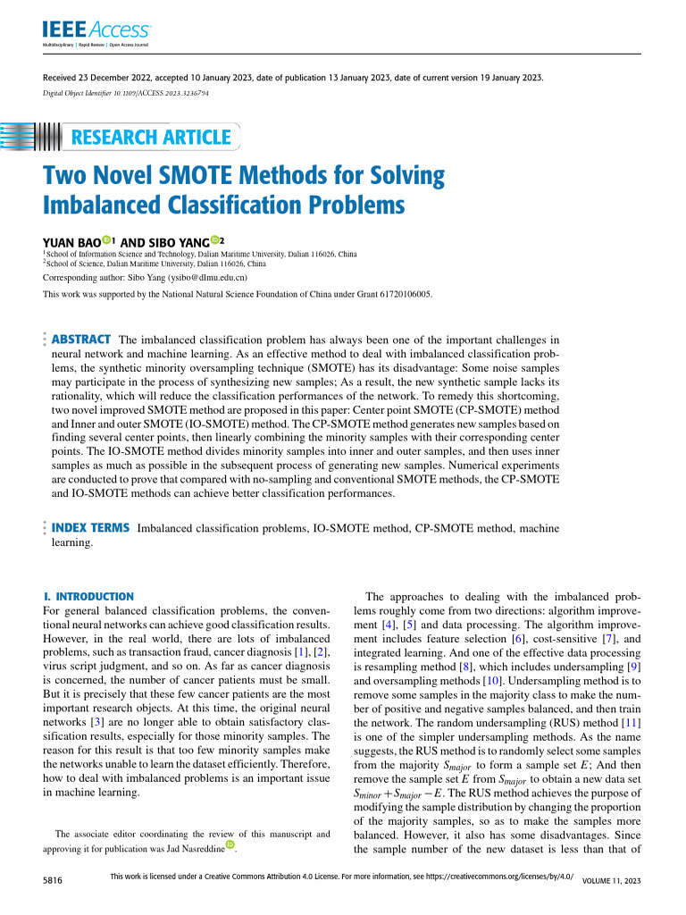 Novel SMOTE Methods for Imbalanced Classification | PDF | Machine ...