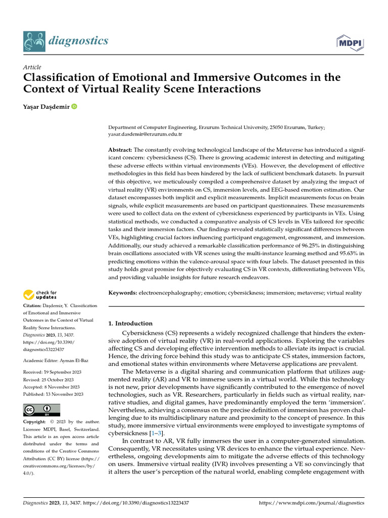 diagnostics-13-03437 | PDF | Virtual Reality | Electroencephalography