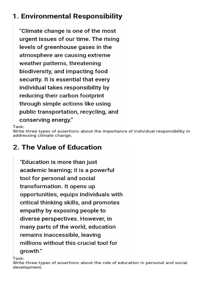 Assertions on Responsibility and Development | PDF