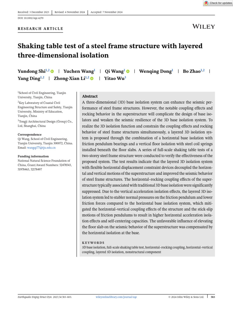 Layered 3D Isolation for Steel Frames | PDF | Earthquake Engineering ...