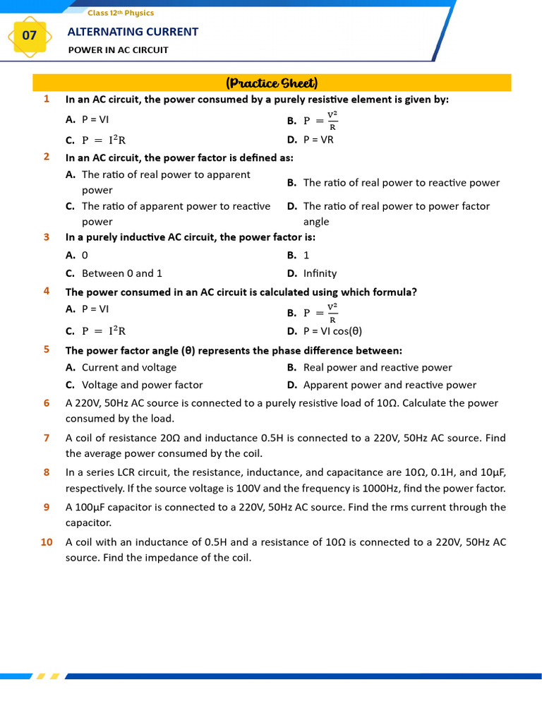 AC Circuit Power Calculations Guide | PDF | Ac Power | Inductor