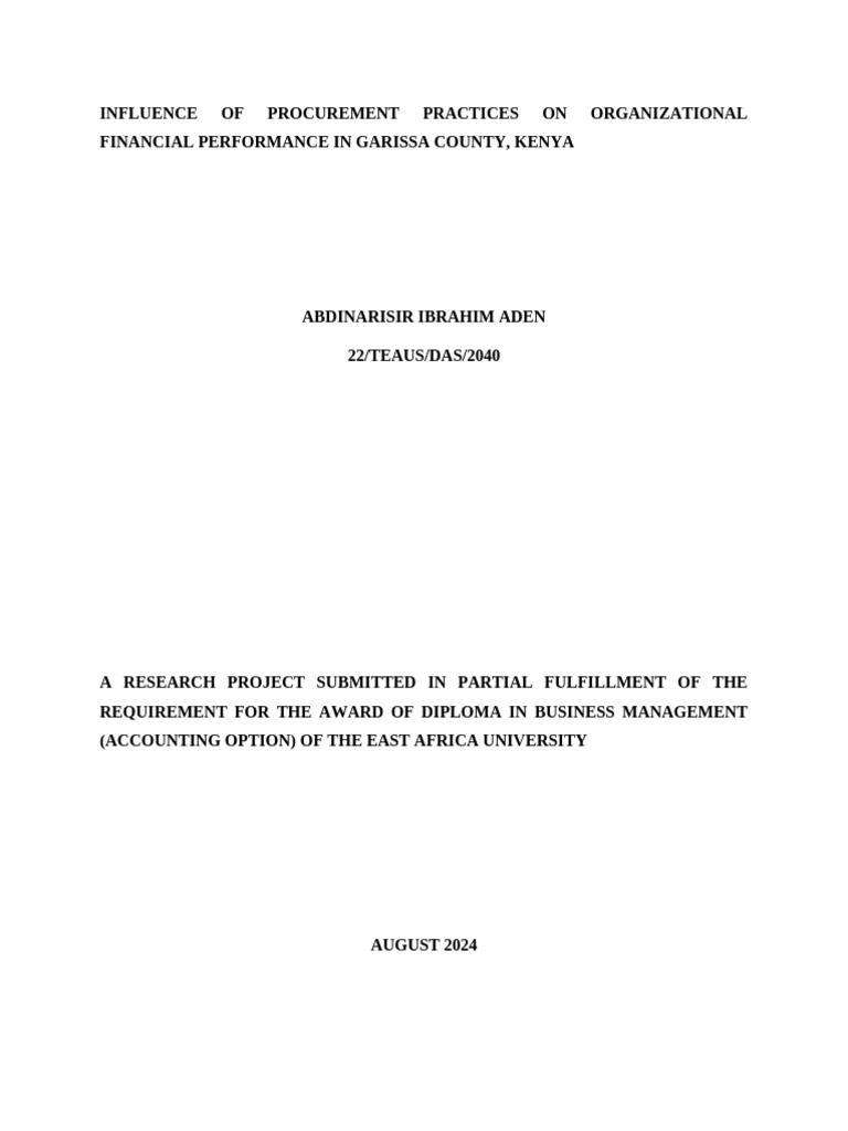 Procurement Practices and Financial Performance | PDF | Supply Chain ...