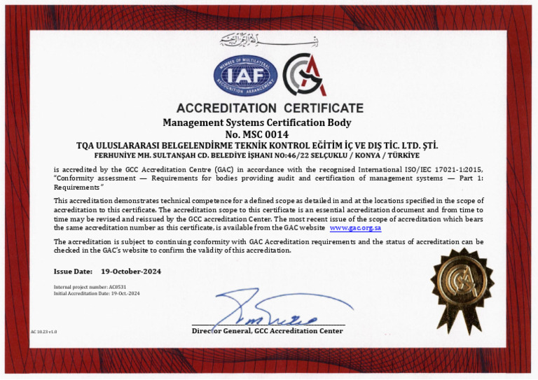 GCC Accreditation for Management Systems | PDF