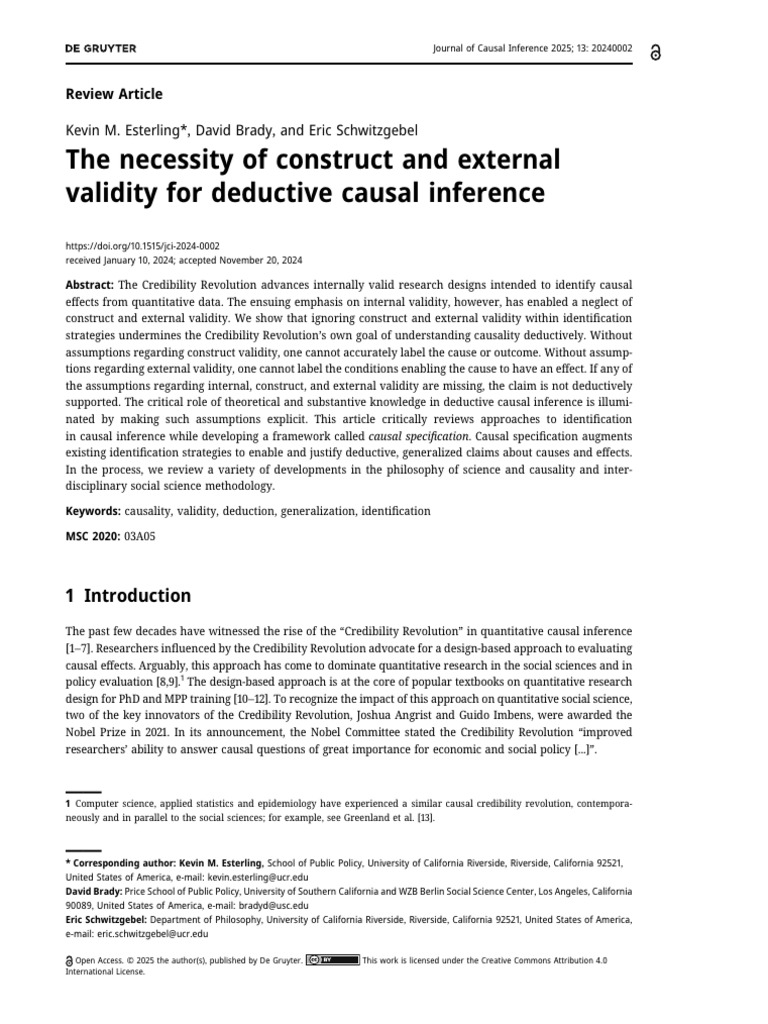 The Necessity of Construct and External Validity F | PDF | Causality ...
