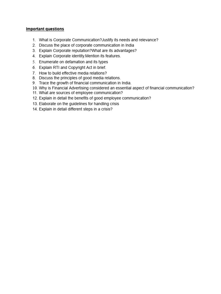 Key Concepts in Corporate Communication | PDF