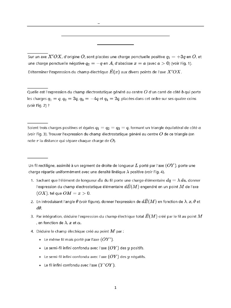 TD Physique 2 : Champ Électrique 2024/2025 | PDF | Triangle | Champ ...