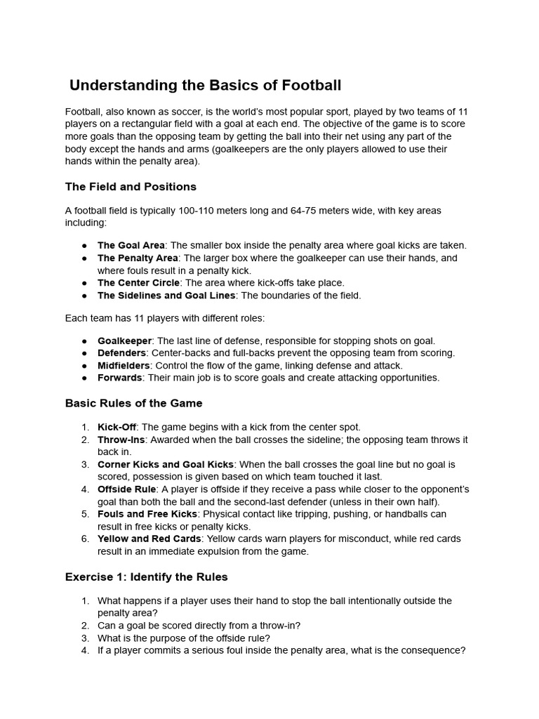 Basics of Football Rules Explained | PDF | Association Football | Sport ...