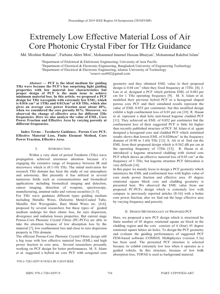Extremely Low Effective Material Loss of Air Core Photonic Crystal ...