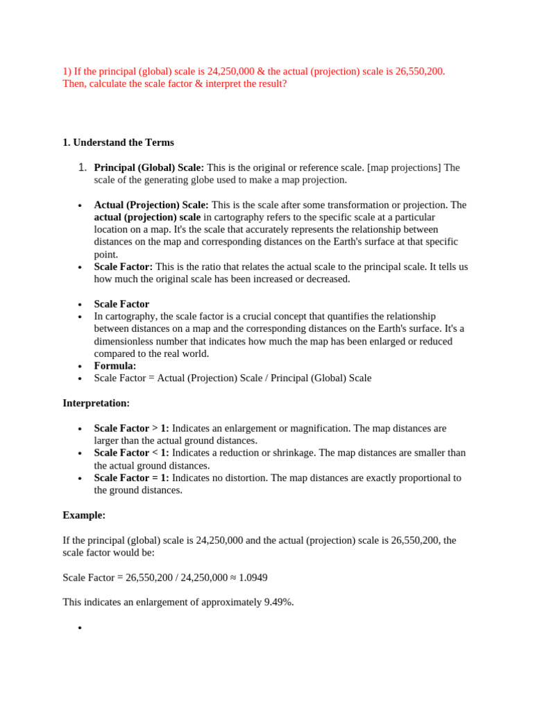 Scale Factor and Map Projections Explained | PDF | Geographic ...