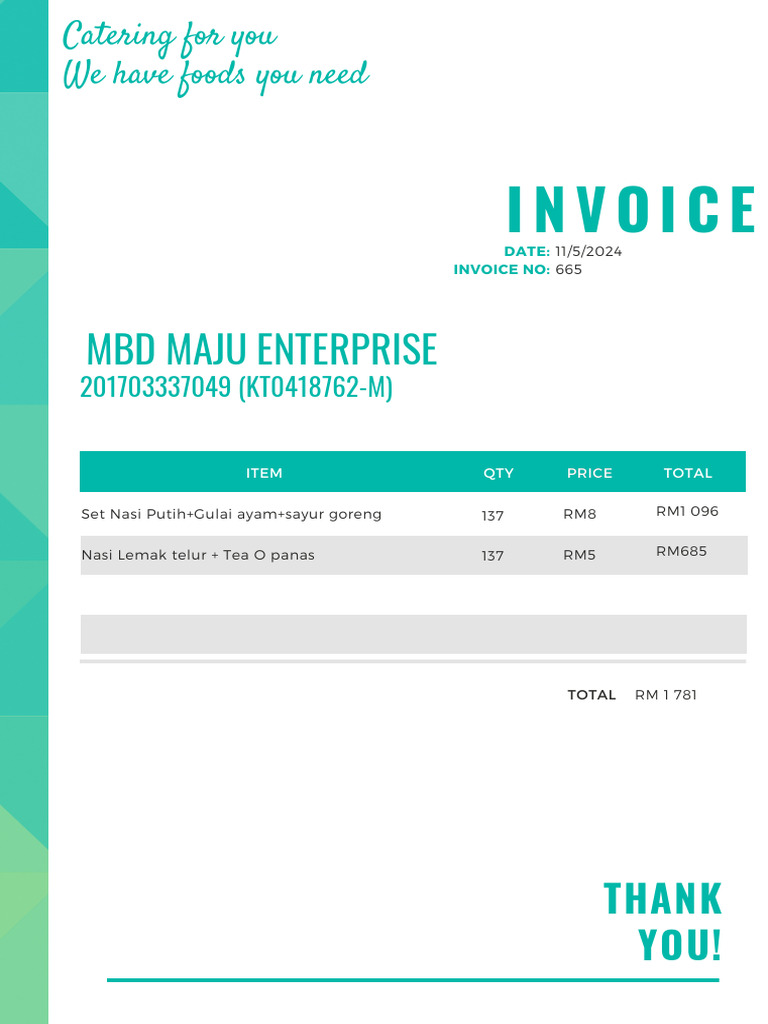 Invoice for MBD Maju Enterprise Services | PDF