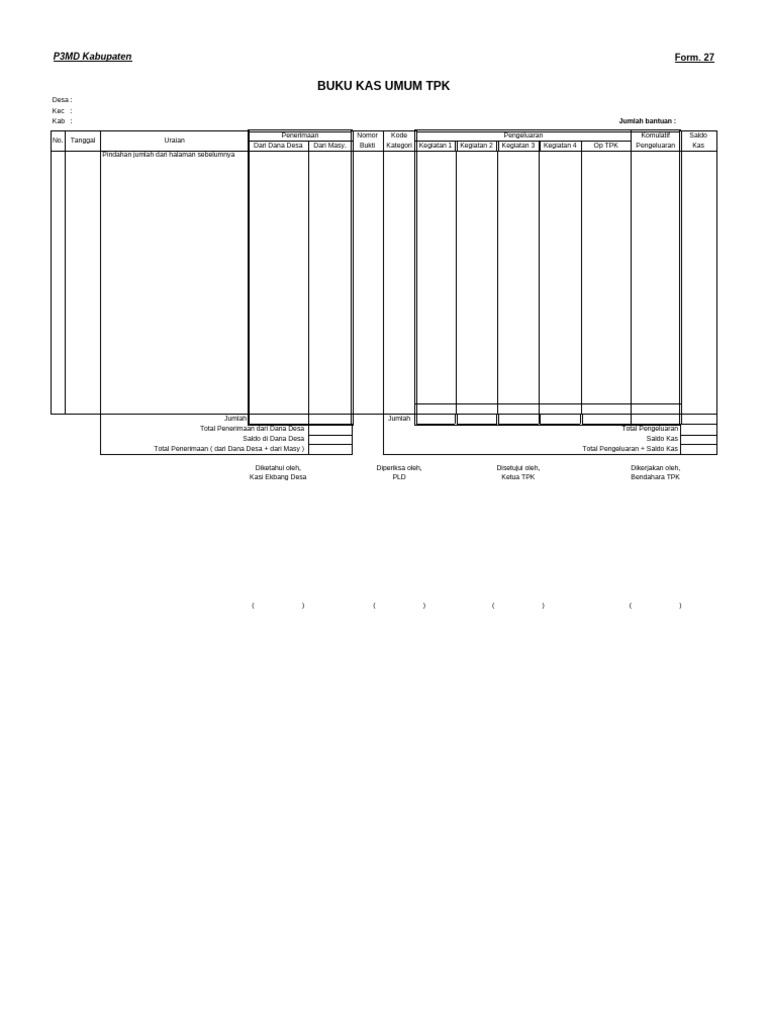 Buku Kas Umum TPK | PDF