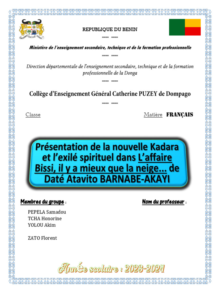 Kadara et l'exilé spirituel | PDF