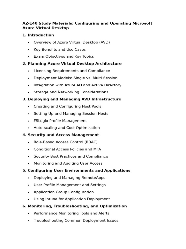 AZ-140 Exam Prep: Azure Virtual Desktop | PDF