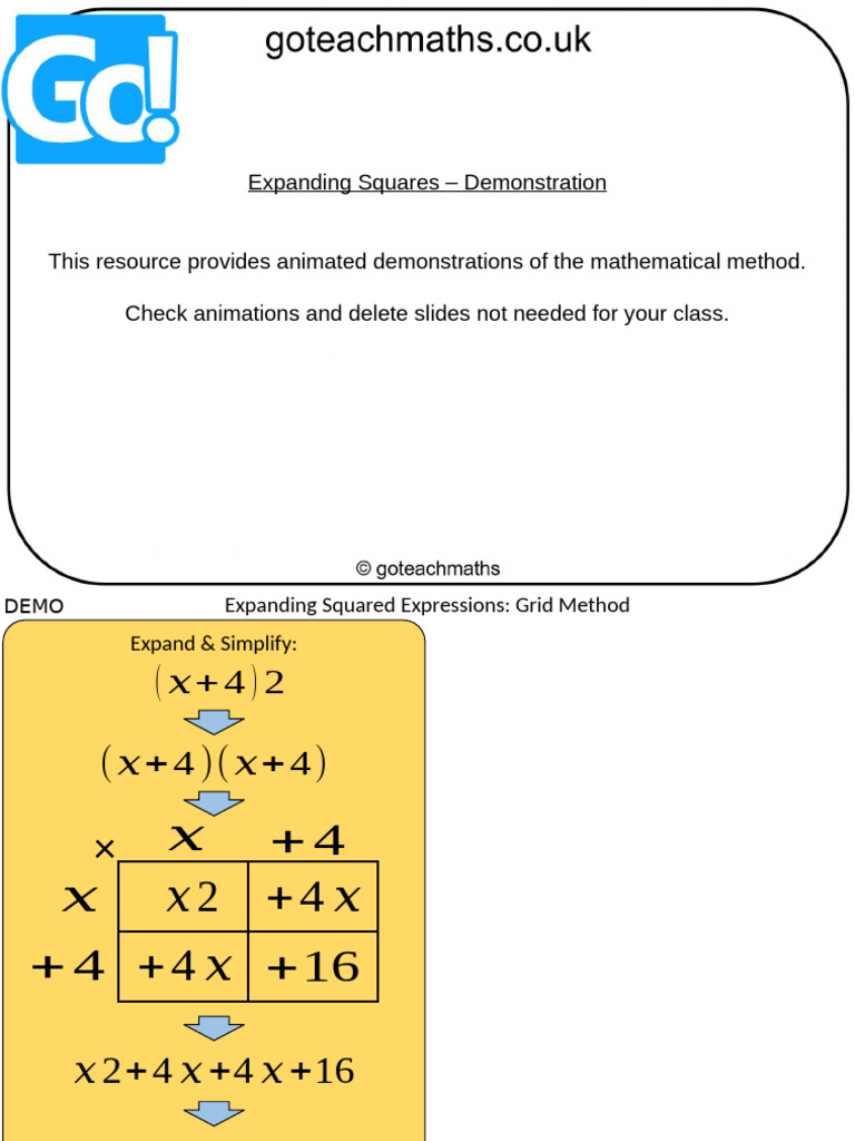 Expanding Squared Expressions Guide | PDF | Mathematics | Primary Education