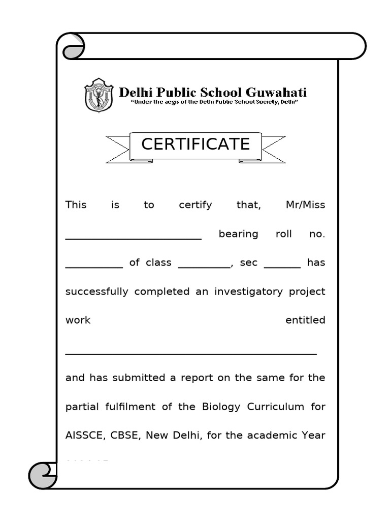 Biology Project Certificate - Xii 2024-25 | PDF