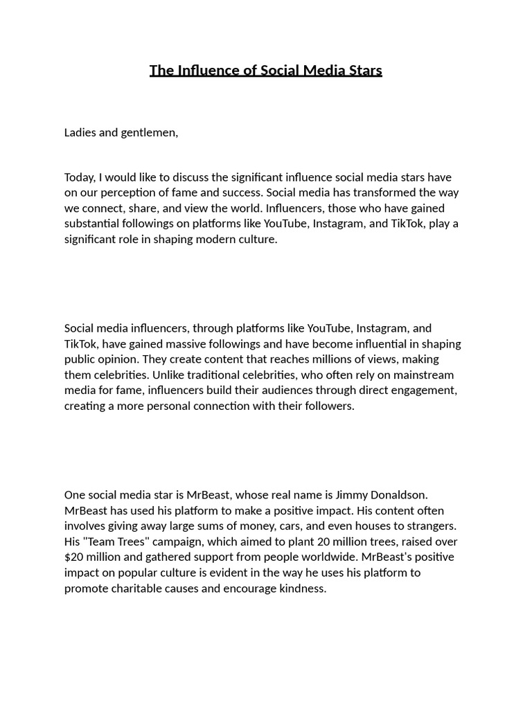 The Influence of Social Media Stars | PDF | Social Media | Popular ...