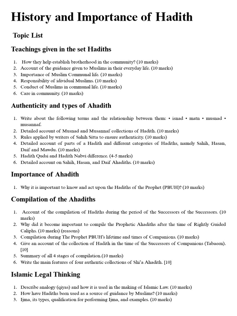 Understanding Hadith: Importance & Compilation | PDF