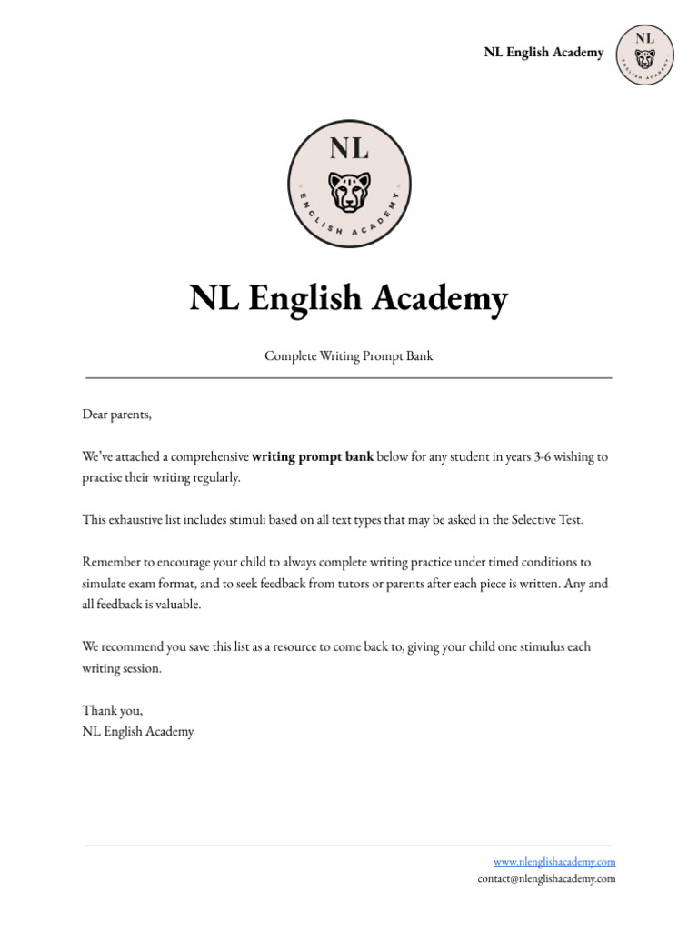 Selective Writing Prompt Bank for Kids | PDF