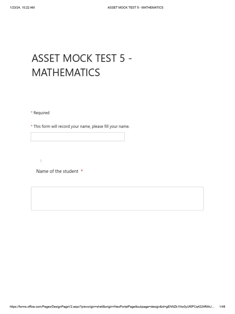 Mathematics Asset Mock Test 5 | PDF