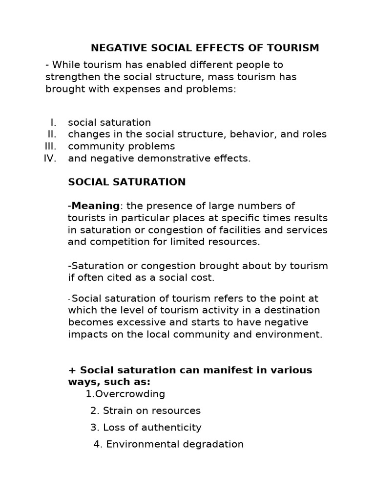Negative Social Effects of Tourism | PDF