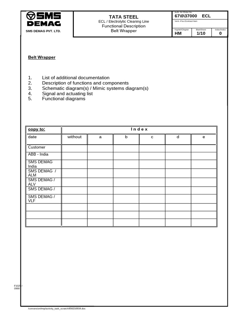 TATA Steel ECL Belt Wrapper Overview | PDF | Mechanical Engineering
