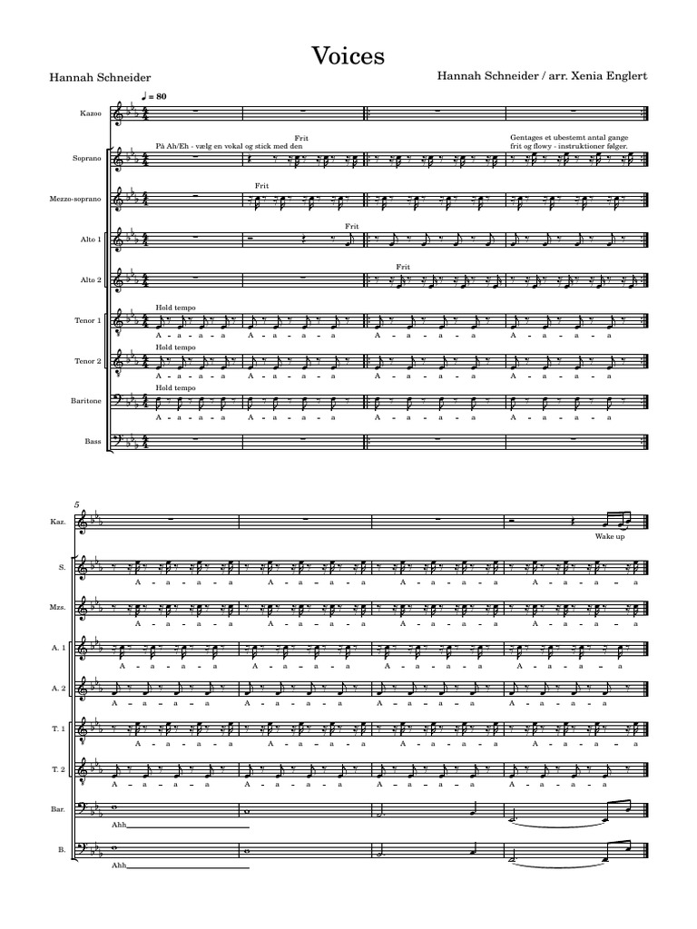 Vocal Arrangement for 