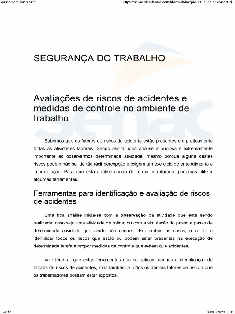 12 - Avaliação de Riscos de Acidentes e Medidas de Controle | PDF