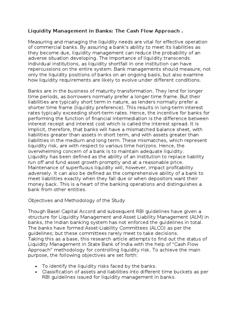 Liquidity Management in Indian Banks | PDF | Market Liquidity ...