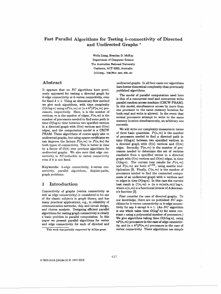 Fast Parallel Algorithms For Testing K-Connectivity of Directed and ...