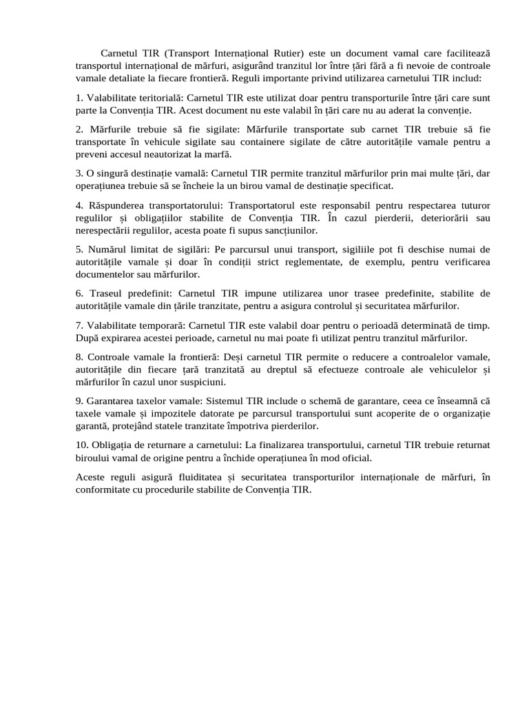 Carnetul TIR | PDF