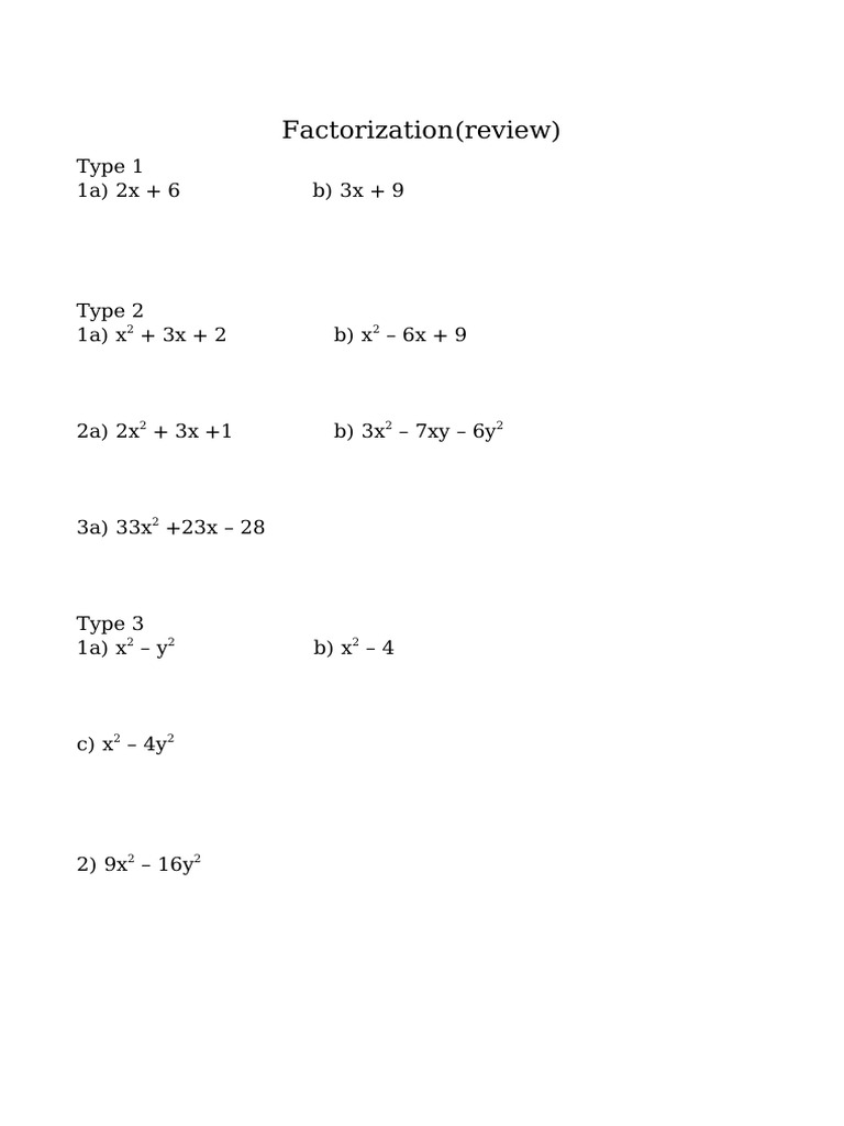 Ejercicios de Factorización Matemática | PDF