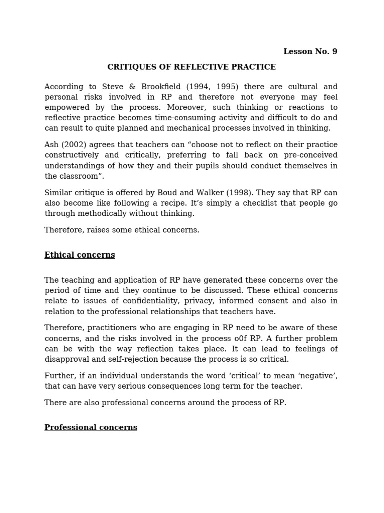 EDU406 Lesson 9 | PDF | Reflective Practice | Teachers