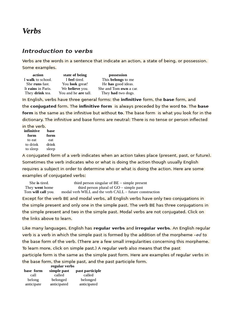 Understanding English Verbs Explained | PDF | Verb | Grammatical Tense