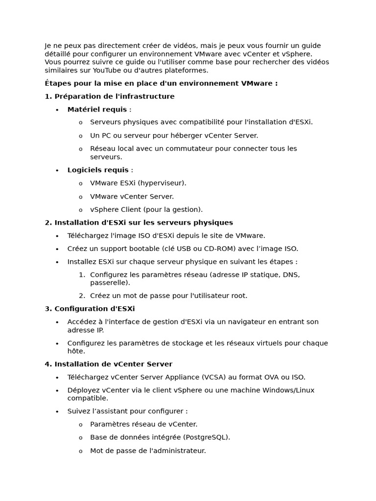 Guide de configuration VMware ESXi | PDF | VMware | Serveur (Informatique)